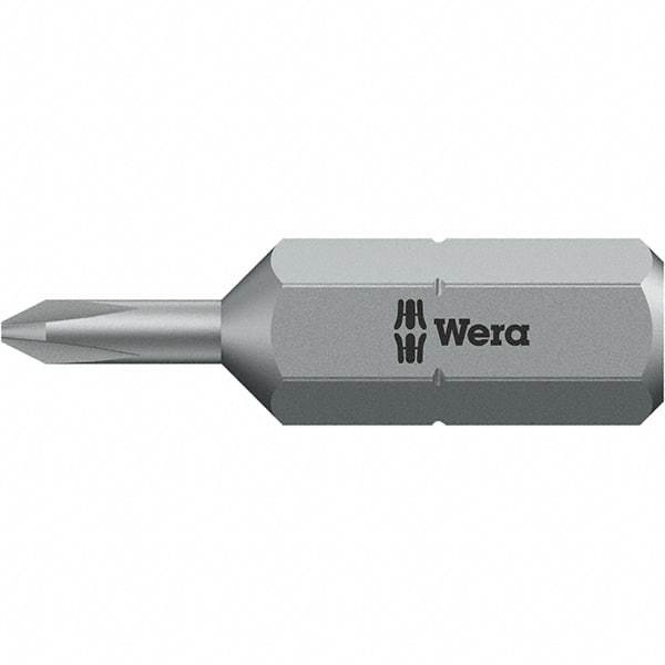 Wera - #1, Phillips Screwdriver Bit - 1/4" Drive, 1" OAL - USA Tool & Supply