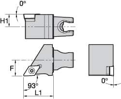 Kennametal - Right Hand Cut, Size KM25, DC.. Insert Compatiblity, External Modular Turning & Profiling Cutting Unit Head - 16mm Ctr to Cutting Edge, 30mm Head Length, Through Coolant, Series Screw-On - USA Tool & Supply
