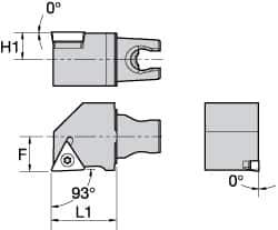 Kennametal - Right Hand Cut, Size KM25, TC.. Insert Compatiblity, External Modular Turning & Profiling Cutting Unit Head - 16mm Ctr to Cutting Edge, 30mm Head Length, Through Coolant, Series Screw-On - USA Tool & Supply