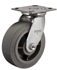 Albion - 6" Diam x 2" Wide x 7-1/2" OAH Top Plate Mount Swivel Caster - Glass Filled Nylon, 1,200 Lb Capacity, Delrin Bearing, 4 x 4-1/2" Plate - USA Tool & Supply