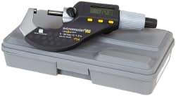 TESA Brown & Sharpe - 0 to 1.2 Inch Range, 0.0001 Inch Resolution, Standard Throat, IP54 Electronic Outside Micrometer - 0.0002 Inch Accuracy, Carbide Face, Includes Plastic Case - USA Tool & Supply