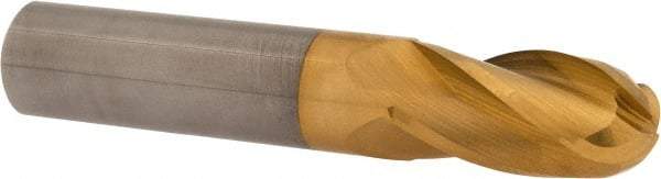 Atrax - 5/8" Diam, 1-1/4" LOC, 4 Flute Solid Carbide Ball End Mill - TiN Finish, Single End, 3-1/2" OAL, 5/8" Shank Diam - USA Tool & Supply
