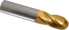 Atrax - 3/4" Diam, 1-1/2" LOC, 4 Flute Solid Carbide Ball End Mill - TiN Finish, Single End, 4" OAL, 3/4" Shank Diam - USA Tool & Supply