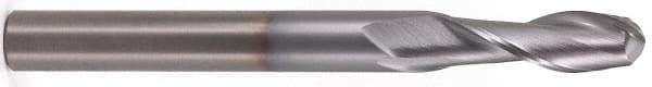 Atrax - 3/4" Diam, 1-1/2" LOC, 2 Flute Solid Carbide Ball End Mill - TiN Finish, Single End, 4" OAL, 3/4" Shank Diam - USA Tool & Supply