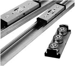 Pacific Bearing - 720mm OAL x 45mm Overall Width x 21mm Overall Height Self Lubricated Linear Guide Systems - 60mm Between Holes, 598 Lb. Capacity - USA Tool & Supply