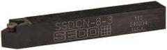 Seco - SSDC, Neutral Cut, 0° Lead Angle, 1/2" Shank Height x 1/2" Shank Width, Neutral Rake Indexable Turning Toolholder - 3-1/2" OAL, SC..32.5. Insert Compatibility, Series Screw Lock - USA Tool & Supply
