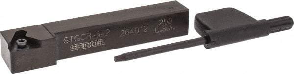 Seco - STGC, Right Hand Cut, 3/8" Shank Height x 3/8" Shank Width, Neutral Rake Indexable Turning Toolholder - 2-1/2" OAL, TC..21.5. Insert Compatibility, Series Screw Lock - USA Tool & Supply