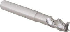 Iscar - 3/8" Diam, Coarse Pitch, 1/2" LOC, 3 Flute Solid Carbide 0.008" Corner Radius Roughing End Mill - Uncoated, 3" OAL, 3/8" Shank Diam, Single End, Centercutting, 45° Helix - USA Tool & Supply