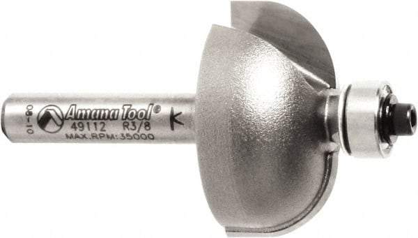 Amana Tool - 1-1/8" Cut Diam, 9/16" Length of Cut, 2 Flute Cove Edge Profile Router Bit - Carbide-Tipped, 1/4" Shank Diam, 2" OAL, Uncoated - USA Tool & Supply