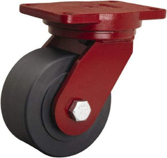 Hamilton - 6" Diam x 3" Wide x 8-1/2" OAH Top Plate Mount Swivel Caster - Nylon, 5,000 Lb Capacity, Sealed Precision Ball Bearing, 6-1/8 x 7-1/2" Plate - USA Tool & Supply