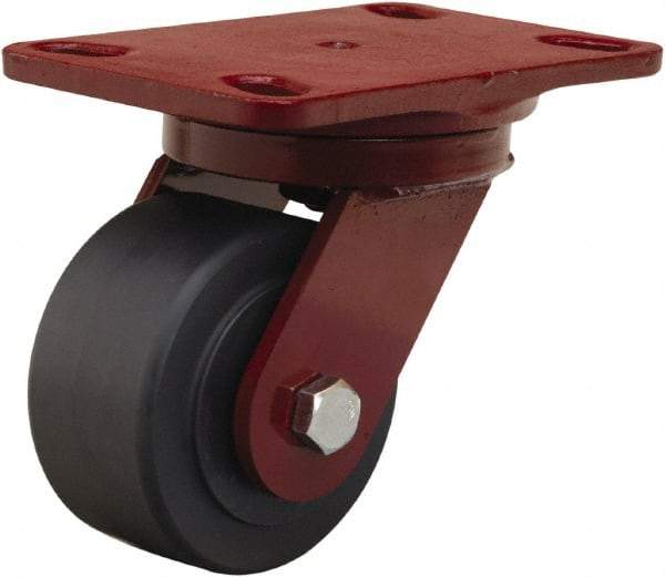 Hamilton - 4" Diam x 2" Wide x 5-5/8" OAH Top Plate Mount Swivel Caster - Nylon, 2,000 Lb Capacity, Sealed Precision Ball Bearing, 4-1/2 x 6-1/2" Plate - USA Tool & Supply