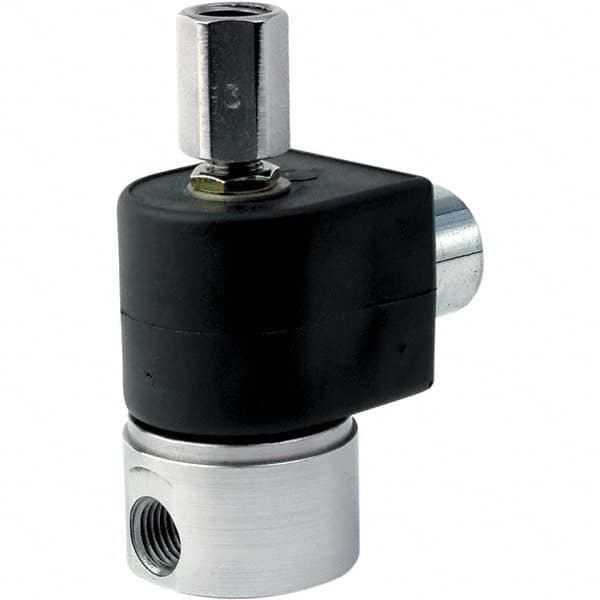 Solenoid Valve: 3-Way, 1/4″ Port Normally Open, Stainless Steel, NBR Seal, 24Vdc