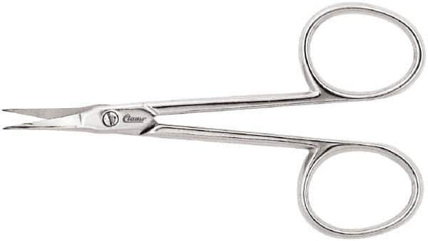 Clauss - 1" LOC, 3-11/16" OAL Chrome Plated Curved Scissors - Steel Handle, For Paper, Fabric - USA Tool & Supply