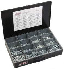 Value Collection - 970 Piece, #6-1/2 to #14 - 2-1/2, Steel Set Screw Assortment - Hex Head, Hex Drive, 1/2 to 2-1/2" Long, Zinc-Plated Finish - USA Tool & Supply