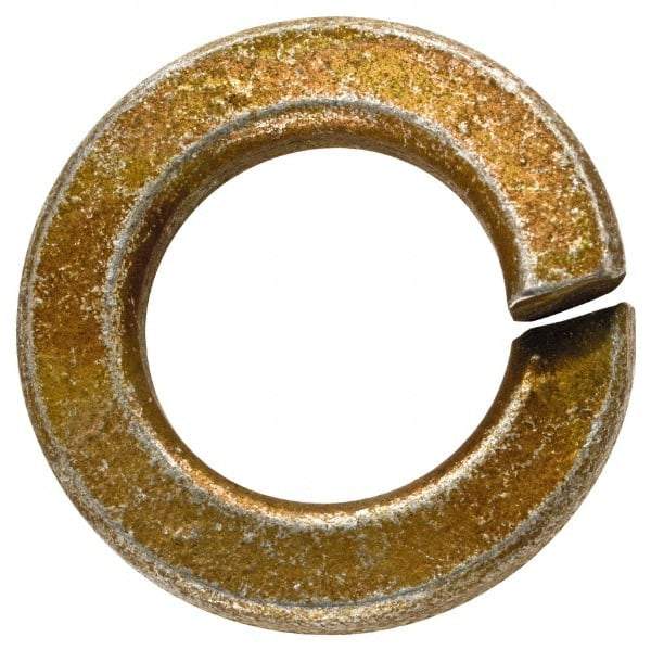 Made in USA - 1/2", 1/8" Thick Split Lock Washer - 1060 Spring Steel, Zinc Yellow Dichromate Finish, 0.502" Min ID, 0.512" Max ID, 0.889" Max OD - USA Tool & Supply