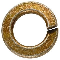 Made in USA - 1/2", 1/8" Thick Split Lock Washer - 1060 Spring Steel, Zinc Yellow Dichromate Finish, 0.502" Min ID, 0.512" Max ID, 0.889" Max OD - USA Tool & Supply