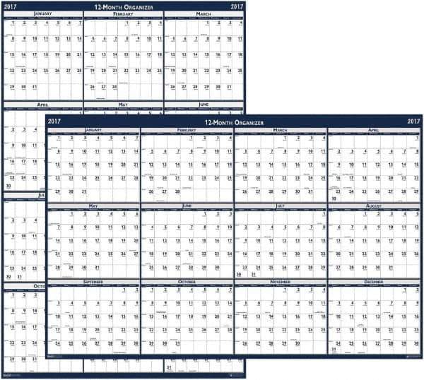 House of Doolittle - 1 Sheet, 24 x 37", Erasable Wall Calendar - Blue & Gray - USA Tool & Supply