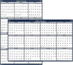 House of Doolittle - 1 Sheet, 24 x 37", Erasable Wall Calendar - Blue & Gray - USA Tool & Supply