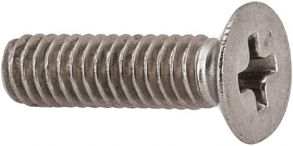 Made in USA - #8-32 UNC, 5/8" OAL Phillips Drive Machine Screw - Flat Head, Grade 18-8 Stainless Steel, Passivated Finish, Without Washer - USA Tool & Supply