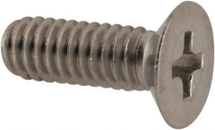 Made in USA - #8-32 UNC, 1/2" OAL Phillips Drive Machine Screw - Flat Head, Grade 18-8 Stainless Steel, Passivated Finish, Without Washer - USA Tool & Supply