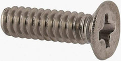 Made in USA - #6-32 UNC, 1/2" OAL Phillips Drive Machine Screw - Flat Head, Grade 18-8 Stainless Steel, Passivated Finish, Without Washer - USA Tool & Supply
