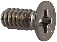 Made in USA - #6-32 UNC, 5/16" OAL Phillips Drive Machine Screw - Flat Head, Grade 18-8 Stainless Steel, Passivated Finish, Without Washer - USA Tool & Supply