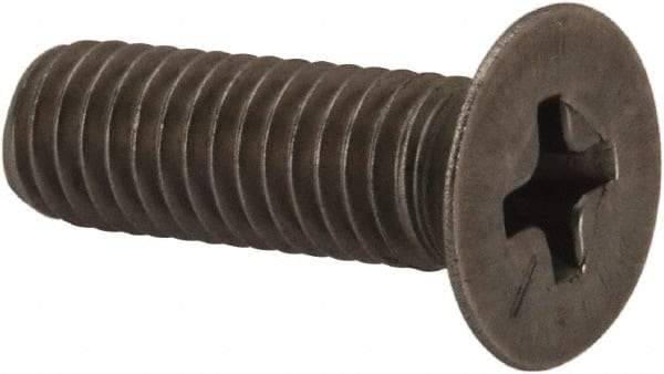 Made in USA - #10-32 UNF, 5/8" OAL Phillips Drive Machine Screw - Flat Head, Grade 18-8 Stainless Steel, Passivated Finish, Without Washer - USA Tool & Supply