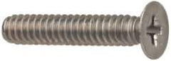 Made in USA - 1/4-28 UNF, 3/8" OAL Phillips Drive Machine Screw - Flat Head, Grade 18-8 Stainless Steel, Passivated Finish, Without Washer - USA Tool & Supply