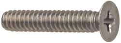 Made in USA - #10-32 UNF, 1/4" OAL Phillips Drive Machine Screw - Flat Head, Grade 18-8 Stainless Steel, Without Washer - USA Tool & Supply