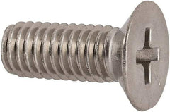 Made in USA - #10-32 UNF, 1/2" OAL Phillips Drive Machine Screw - Flat Head, Grade 18-8 Stainless Steel, Passivated Finish, Without Washer - USA Tool & Supply