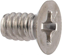 Made in USA - #6-32 UNC, 1/4" OAL Phillips Drive Machine Screw - Flat Head, Grade 18-8 Stainless Steel, Passivated Finish, Without Washer - USA Tool & Supply
