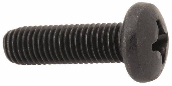 Made in USA - 1/4-28 UNF, 7/8" Length Under Head Phillips Drive Machine Screw - Pan Head, Grade 18-8 Stainless Steel, Black Oxide Finish, Without Washer - USA Tool & Supply