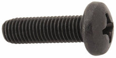 Made in USA - 1/4-28 UNF, 7/8" Length Under Head Phillips Drive Machine Screw - Pan Head, Grade 18-8 Stainless Steel, Black Oxide Finish, Without Washer - USA Tool & Supply