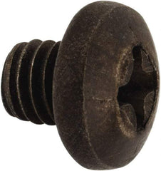 Made in USA - #10-32 UNF, 3/16" Length Under Head Phillips Drive Machine Screw - Pan Head, Grade 18-8 Stainless Steel, Black Oxide Finish, Without Washer - USA Tool & Supply