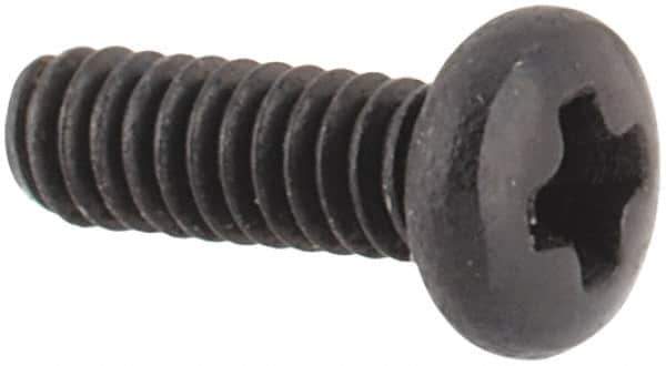 Made in USA - #0-80 UNF, 3/16" Length Under Head Phillips Drive Machine Screw - Pan Head, Grade 18-8 Stainless Steel, Black Oxide Finish, Without Washer - USA Tool & Supply