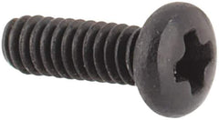 Made in USA - #0-80 UNF, 3/16" Length Under Head Phillips Drive Machine Screw - Pan Head, Grade 18-8 Stainless Steel, Black Oxide Finish, Without Washer - USA Tool & Supply