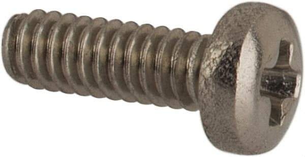 Made in USA - #0-80 UNF, 3/16" Length Under Head Phillips Drive Machine Screw - Pan Head, Grade 18-8 Stainless Steel, Black Oxide Finish, Without Washer - USA Tool & Supply
