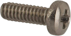 Made in USA - #0-80 UNF, 3/16" Length Under Head Phillips Drive Machine Screw - Pan Head, Grade 18-8 Stainless Steel, Black Oxide Finish, Without Washer - USA Tool & Supply