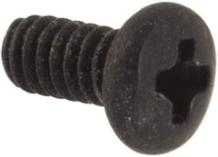 Made in USA - #0-80 UNF, 1/8" Length Under Head Phillips Drive Machine Screw - Pan Head, Grade 18-8 Stainless Steel, Black Oxide Finish, Without Washer - USA Tool & Supply