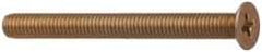 Made in USA - #8-32 UNC, 2" OAL Phillips Drive Machine Screw - Flat Head, Grade 3 Steel, Yellow Cadmium-Plated Finish, Without Washer - USA Tool & Supply