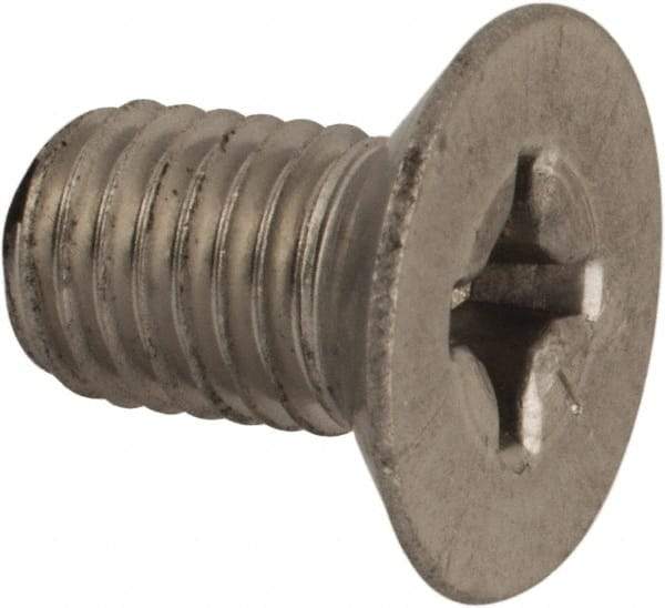 Made in USA - 1/4-28 UNF, 7/16" OAL Phillips Drive Machine Screw - Flat Head, Grade 18-8 Stainless Steel, Passivated Finish, Without Washer - USA Tool & Supply