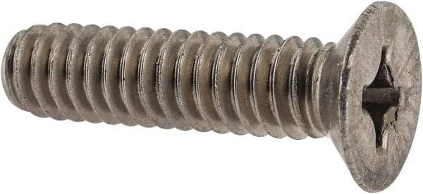 Made in USA - 1/4-20 UNC, 1" OAL Phillips Drive Machine Screw - Flat Head, Grade 18-8 Stainless Steel, Without Washer - USA Tool & Supply