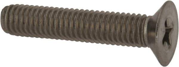 Made in USA - #10-32 UNF, 1" OAL Phillips Drive Machine Screw - Flat Head, Grade 18-8 Stainless Steel, Passivated Finish, Without Washer - USA Tool & Supply