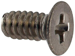 Made in USA - #4-40 UNC, 1/4" OAL Phillips Drive Machine Screw - Flat Head, Grade 18-8 Stainless Steel, Passivated Finish, Without Washer - USA Tool & Supply