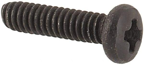 Made in USA - #0-80 UNF, 1/4" Length Under Head Phillips Drive Machine Screw - Pan Head, Grade 18-8 Stainless Steel, Black Oxide Finish, Without Washer - USA Tool & Supply
