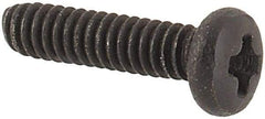 Made in USA - #0-80 UNF, 1/4" Length Under Head Phillips Drive Machine Screw - Pan Head, Grade 18-8 Stainless Steel, Black Oxide Finish, Without Washer - USA Tool & Supply