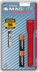 Mag-Lite - Krypton Bulb, 14 Lumens, Mini Flashlight - Red Body, 2 AA Alkaline Batteries Included - USA Tool & Supply