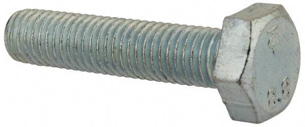 Value Collection - M10x1.50mm Metric Coarse, 45mm Length Under Head Hex Head Cap Screw - Fully Threaded, Grade 8.8 Steel, Zinc-Plated Finish, 17mm Hex - USA Tool & Supply