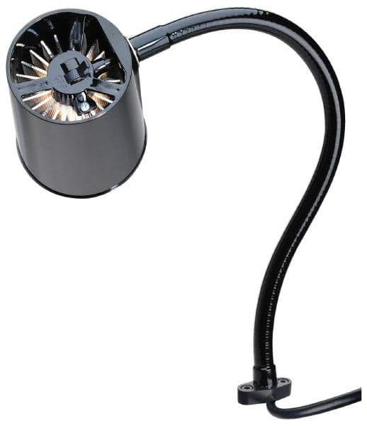 Made in USA - 24 Inch, Gooseneck, Direct Mounted, Incandescent, Black, General Purpose Task Light - 100 Watt, 120 Volt, Nonmagnifying - USA Tool & Supply