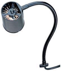 Made in USA - 18 Inch, Gooseneck, Direct Mounted, Incandescent, Black, General Purpose Task Light - 100 Watt, 120 Volt, Nonmagnifying - USA Tool & Supply